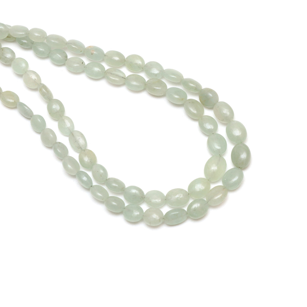 Green Beryl Smooth Oval Beads, 4.5x5 mm to 6.8x8.5 mm, Green Beryl Oval Jewelry Making Beads, 18 Inch, Price Per Strand - National Facets, Gemstone Manufacturer, Natural Gemstones, Gemstone Beads, Gemstone Carvings