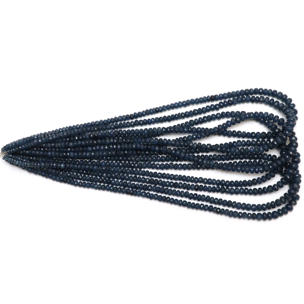 Blue Sapphire Faceted Rondelle Beads, 4 mm to 7.5 mm, Faceted Sapphire Jewelry Making Beads,18 Inch Full Strand, Price Per Strand - National Facets, Gemstone Manufacturer, Natural Gemstones, Gemstone Beads, Gemstone Carvings