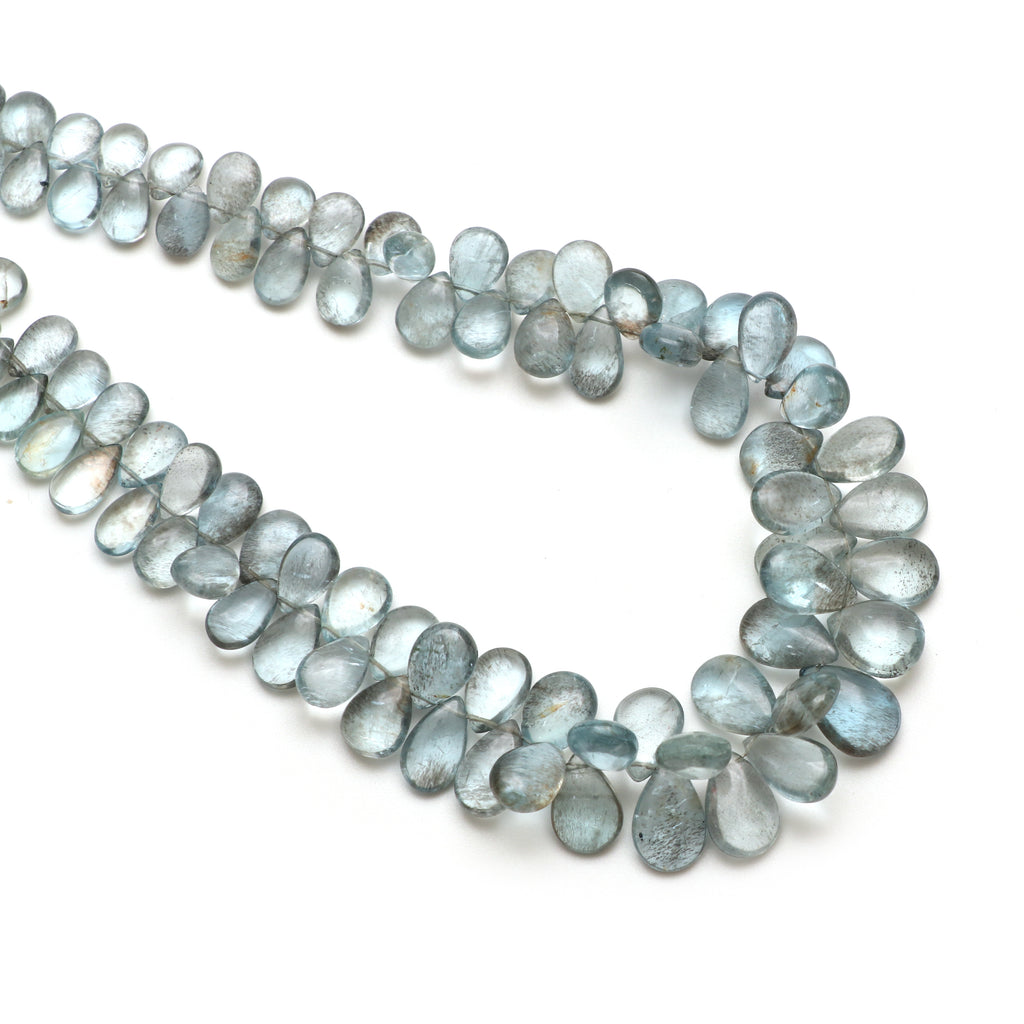 Moss Aquamarine Smooth Pear Beads, 4.5x6.5 mm to 10x15 mm, Aquamarine Jewelry Making Beads, 18 Inch Full Strand, Price Per Strand - National Facets, Gemstone Manufacturer, Natural Gemstones, Gemstone Beads, Gemstone Carvings