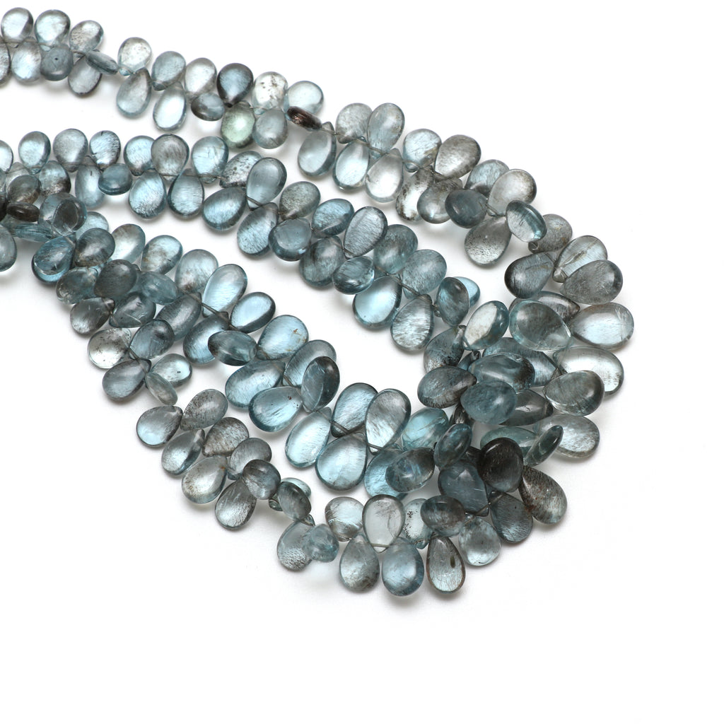 Moss Aquamarine Smooth Pear Beads, 4.5x6.5 mm to 10x15 mm, Aquamarine Jewelry Making Beads, 18 Inch Full Strand, Price Per Strand - National Facets, Gemstone Manufacturer, Natural Gemstones, Gemstone Beads, Gemstone Carvings