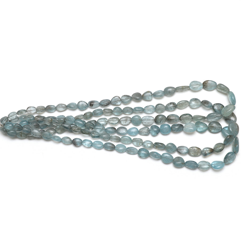 Moss Aquamarine Smooth Tumble Beads, 7x8 mm to 10x13 mm, Aquamarine Jewelry Making Beads, 18 Inch Full Strand, Price Per Strand - National Facets, Gemstone Manufacturer, Natural Gemstones, Gemstone Beads, Gemstone Carvings