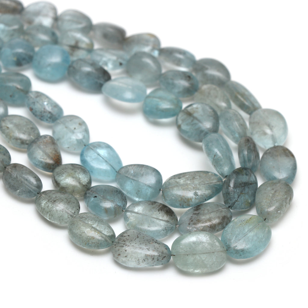 Moss Aquamarine Smooth Tumble Beads, 7x8 mm to 10x13 mm, Aquamarine Jewelry Making Beads, 18 Inch Full Strand, Price Per Strand - National Facets, Gemstone Manufacturer, Natural Gemstones, Gemstone Beads, Gemstone Carvings