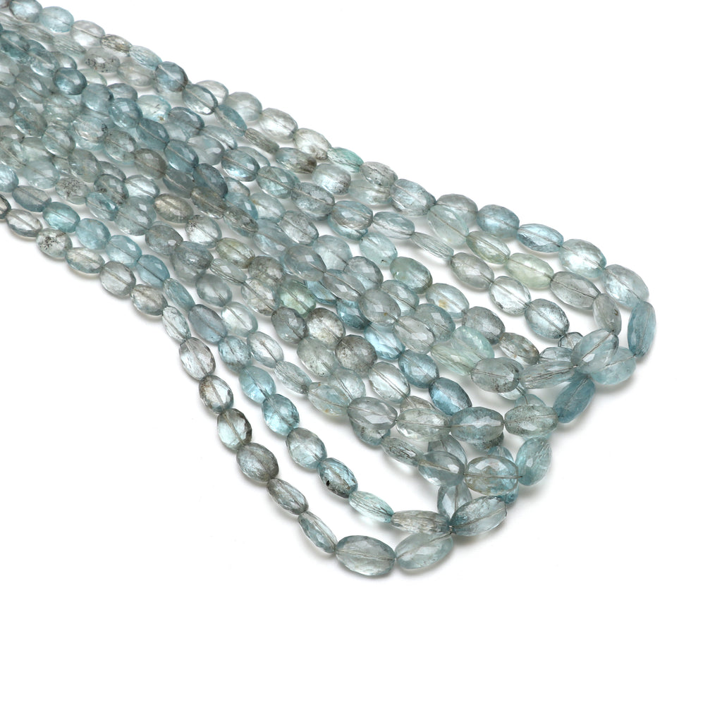 Moss Aquamarine Faceted Tumble Beads, 7x9 mm to 9x15 mm, Aquamarine Jewelry Making Beads, 18 Inch Full Strand, Price Per Strand - National Facets, Gemstone Manufacturer, Natural Gemstones, Gemstone Beads, Gemstone Carvings