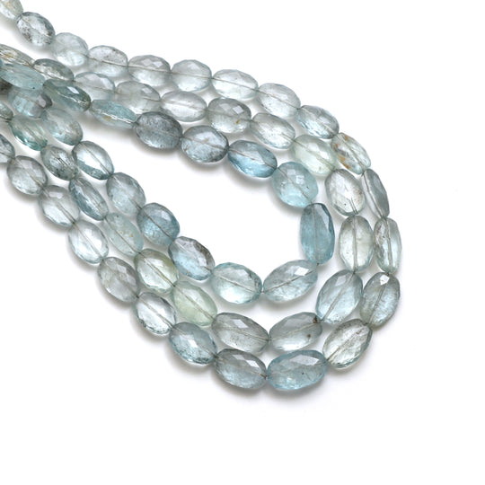 Moss Aquamarine Faceted Tumble Beads, 7x9 mm to 9x15 mm, Aquamarine Jewelry Making Beads, 18 Inch Full Strand, Price Per Strand