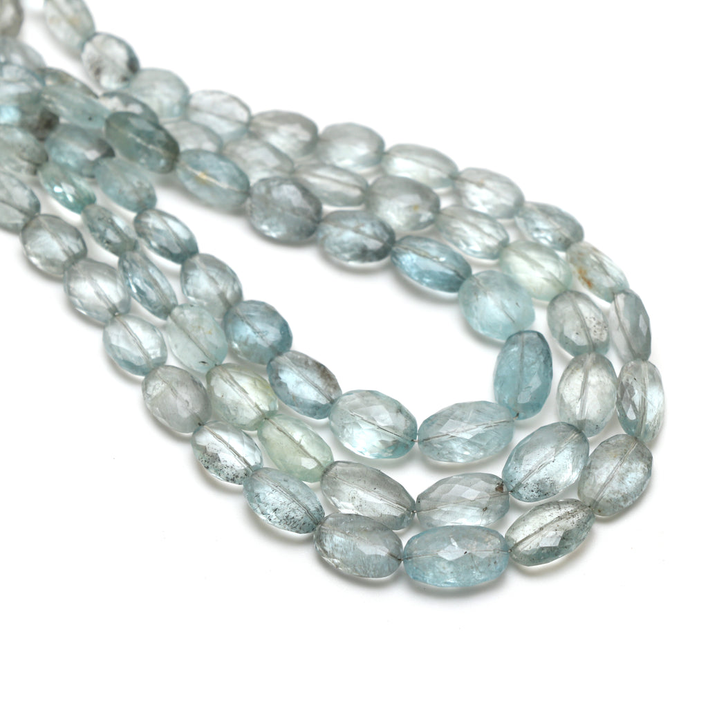 Moss Aquamarine Faceted Tumble Beads, 7x9 mm to 9x15 mm, Aquamarine Jewelry Making Beads, 18 Inch Full Strand, Price Per Strand - National Facets, Gemstone Manufacturer, Natural Gemstones, Gemstone Beads, Gemstone Carvings