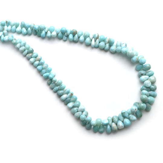 Larimar Smooth Drop Beads, 3x3.5 mm to 5.5x11 mm, Larimar Jewelry Making Beads, 18 Inches Full Strand, Price Per Strand