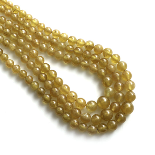 スフェーン スムース ラウンド ボール ビーズ、3.5 mm ～ 8 mm、スフェーン ジュエリー メイキング ビーズ、18 インチ フル ストランド、1 ストランドあたりの価格