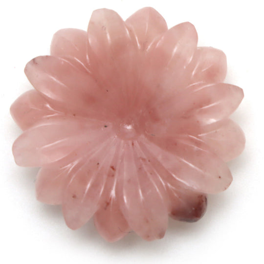 Guava Quartz Flower Carving Loose Gemstone, 26x26 mm, Guava Quartz Jewelry Making Gemstone, Guava Quartz Carving, 1 Piece