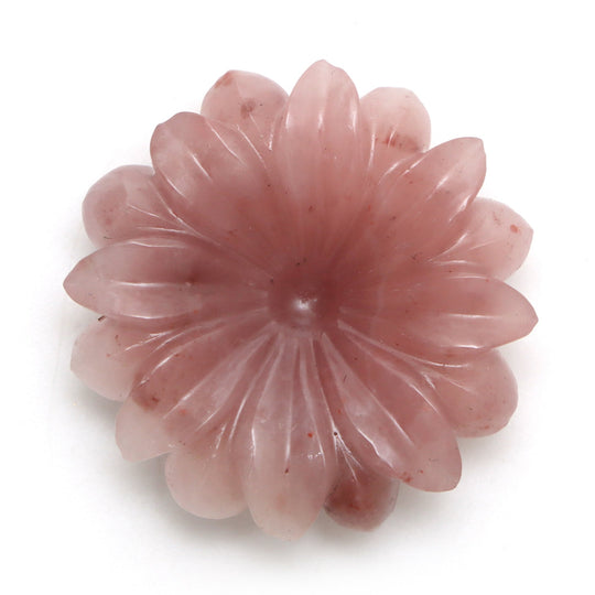 Guava Quartz Flower Carving Loose Gemstone, 25.5x26mm, Guava Quartz Jewelry Making Gemstone, Guava Quartz Carving, 1 Piece