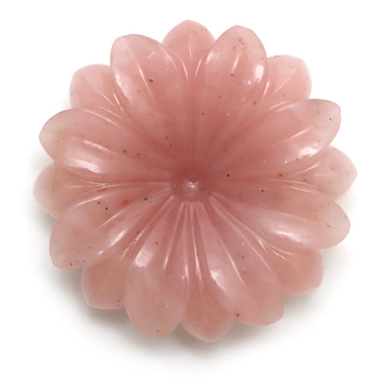Guava Quartz Flower Carving Loose Gemstone, 33.5x 33.5 mm, Guava Quartz Jewelry Making Gemstone, Guava Quartz Carving, 1 Piece