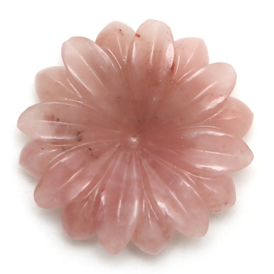 Guava Quartz Flower Carving Loose Gemstone, 32.5x32.5 mm, Guava Quartz Jewelry Making Gemstone, Guava Quartz Carving, 1 Piece