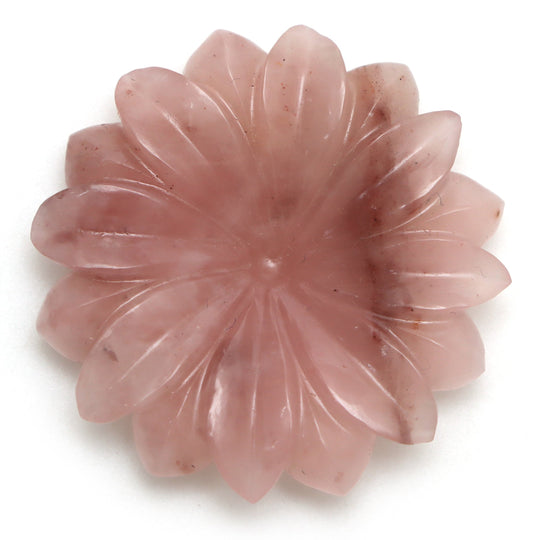 Guava Quartz Flower Carving Loose Gemstone, 32.5x32.5 mm, Guava Quartz Jewelry Making Gemstone, Guava Quartz Carving, 1 Piece