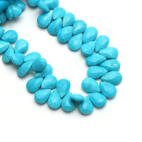 5x7 mm To 6x8 mm Natural Turquoise Faceted Pear Beads