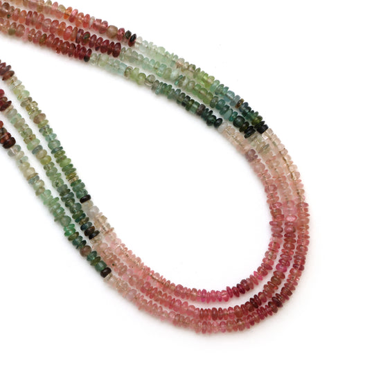 3 mm to 3.5 mm Multi Tourmaline Smooth Rondelle Beads