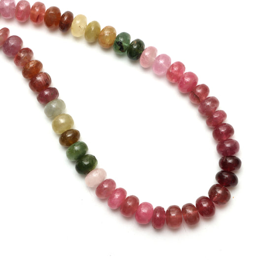 7.5 mm To 9 mm Multi Tourmaline Smooth Rondelle Shape Beads