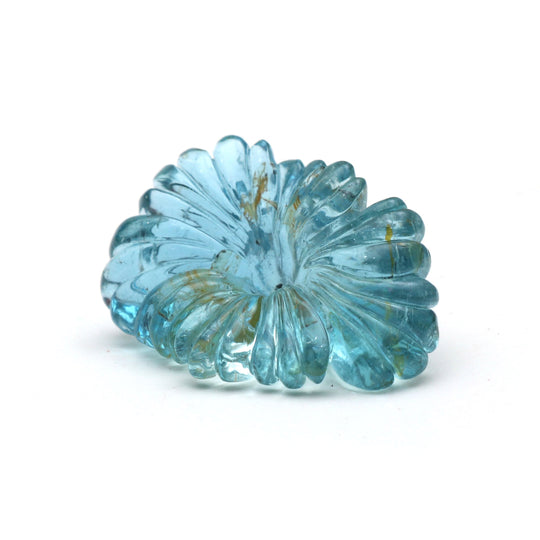 Aquamarine Carving Flower Loose Gemstone, 31x42 mm, Aquamarine Jewelry Making Gesmtone, 1 Piece