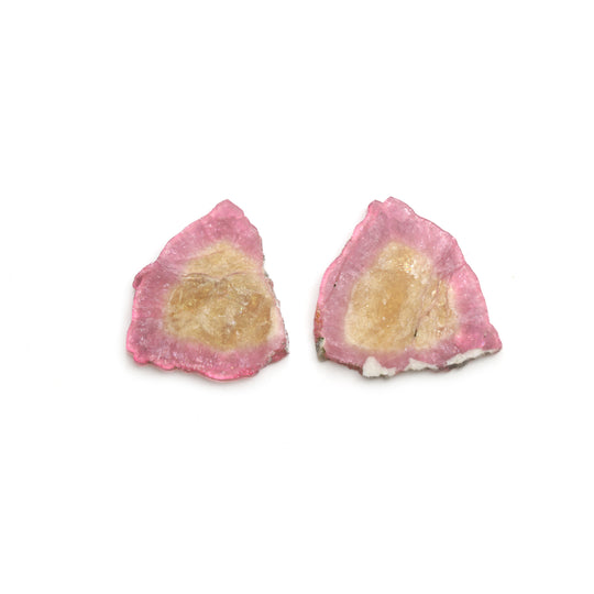 Natural Tourmaline Smooth Organic Slice Loose Gemstone, 35x40 mm and 38x40 mm, Slice Gemstone, Pair ( 2 Pieces )