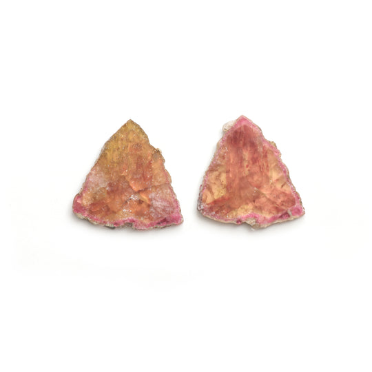 Natural Tourmaline Smooth Organic Slice Loose Gemstone, 46x48 mm and 46x50 mm, Slice Gemstone, Pair ( 2 Pieces )