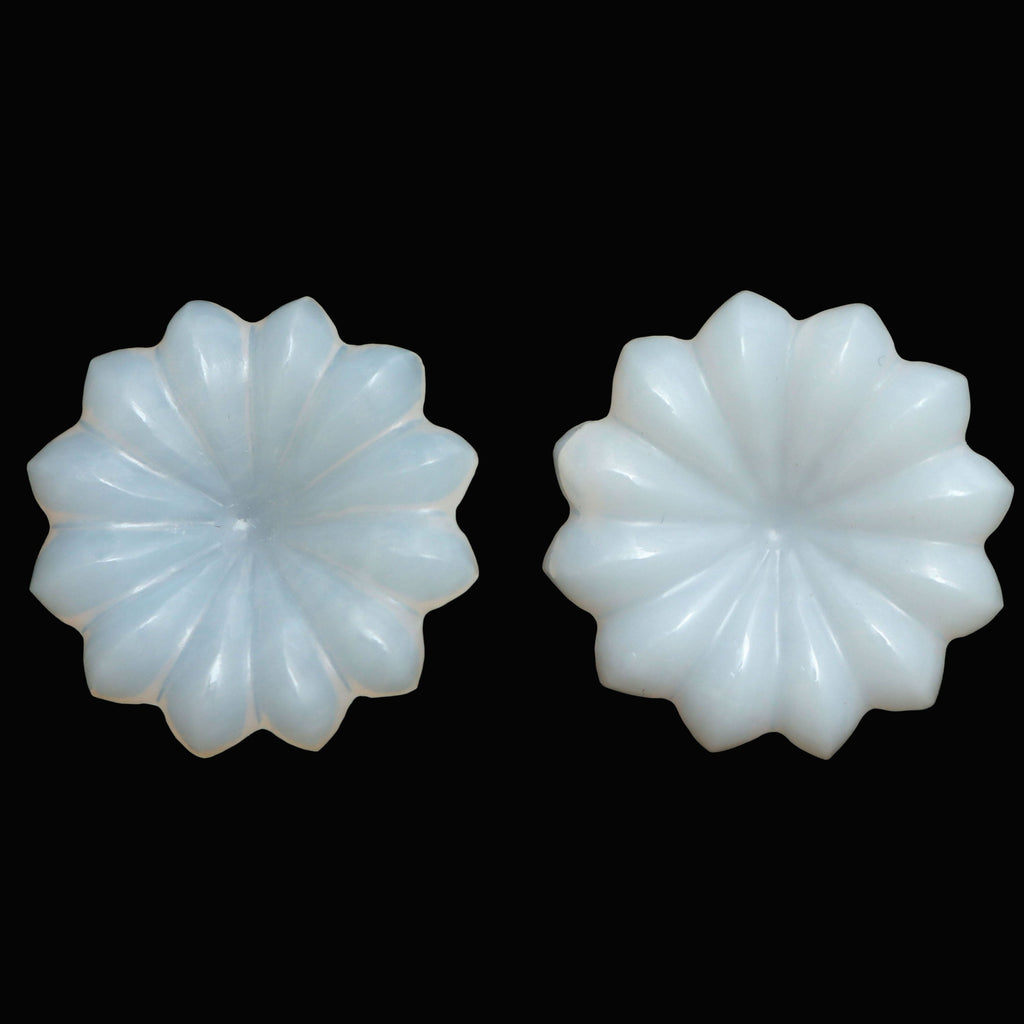 White Opal Flower Carving Loose Gemstone