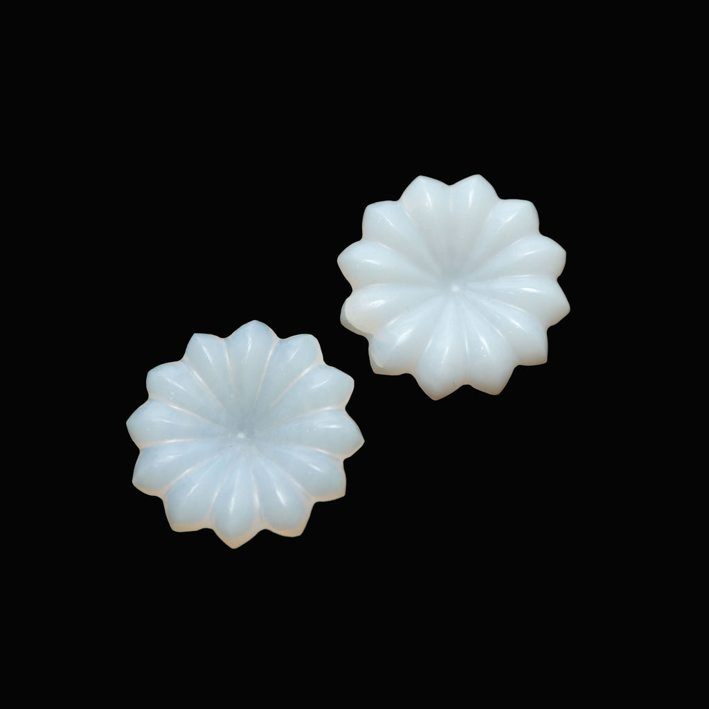 White Opal Flower Carving Loose Gemstone