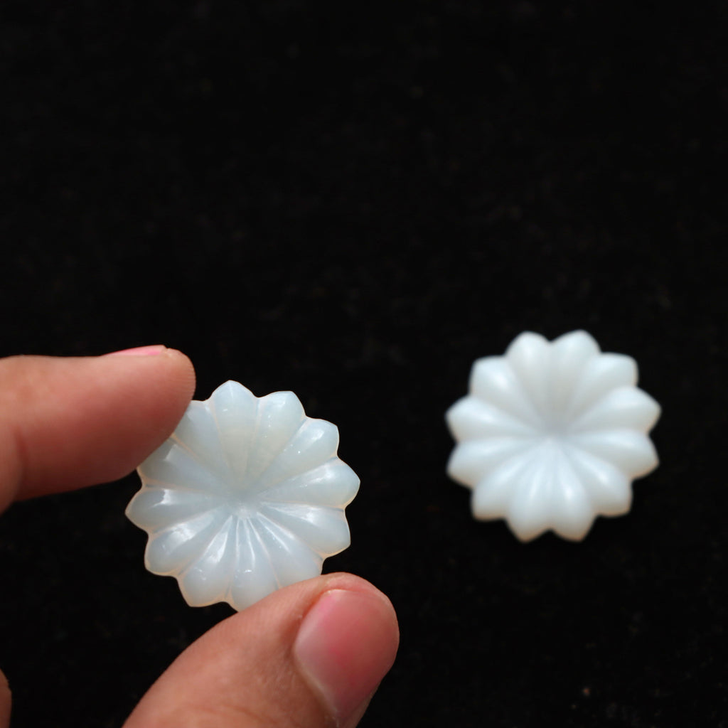 White Opal Flower Carving Loose Gemstone