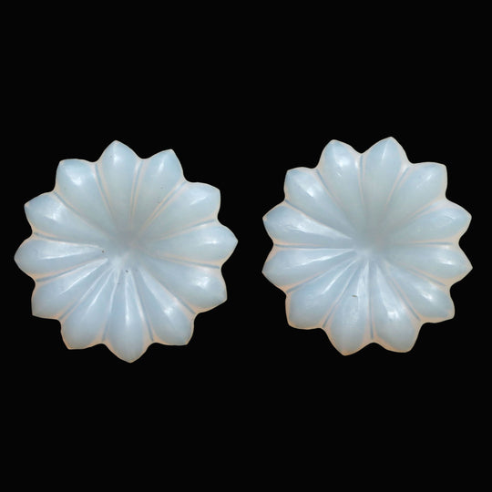 White Opal Flower Carving Loose Gemstone, 20x20 mm, White Opal Jewelry Making Gemstone, White Opal Flower, Pair ( 2 Pieces )