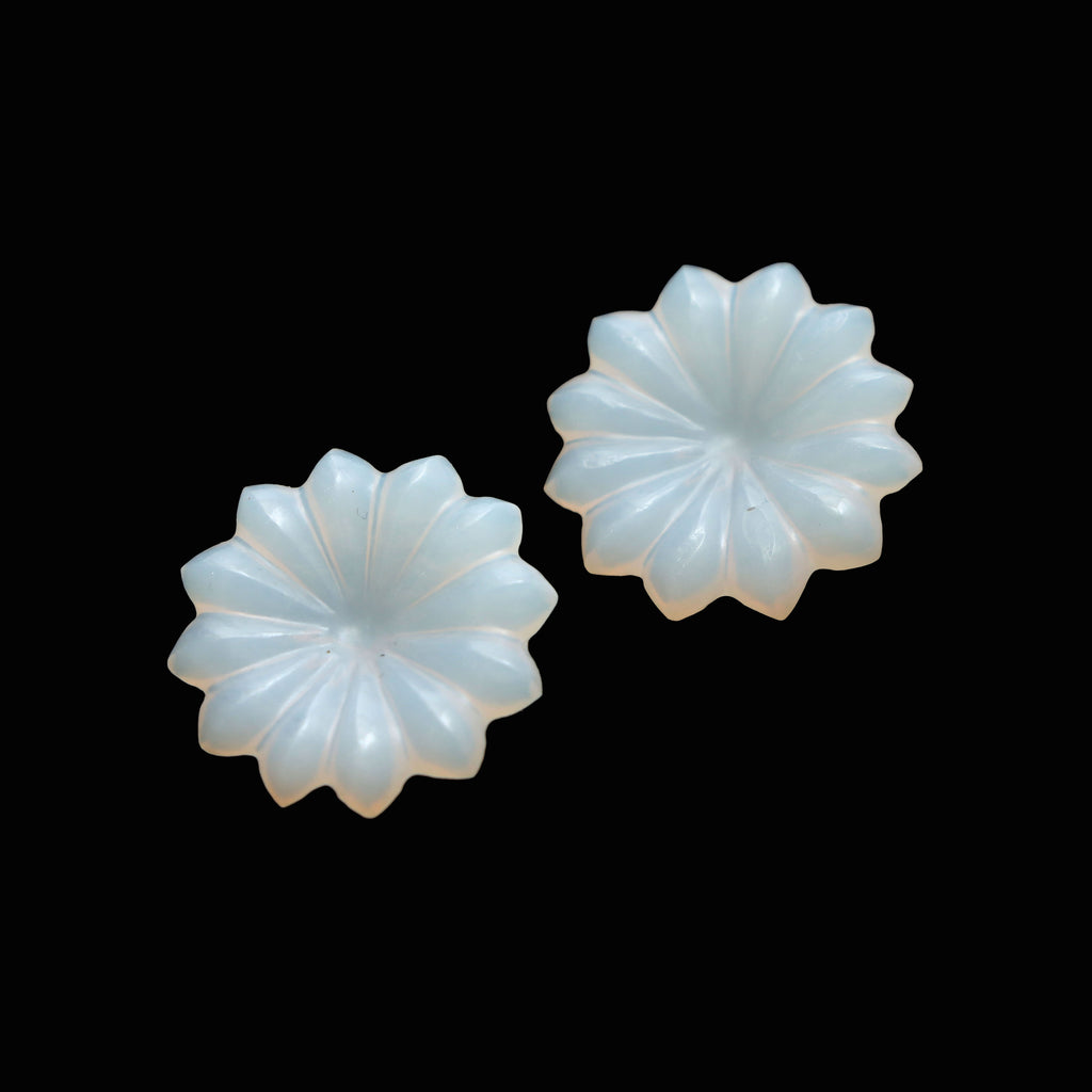 White Opal Flower Carving Loose Gemstone