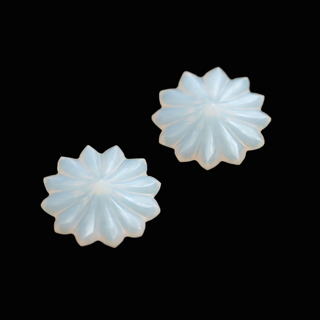 White Opal Flower Carving Loose Gemstone