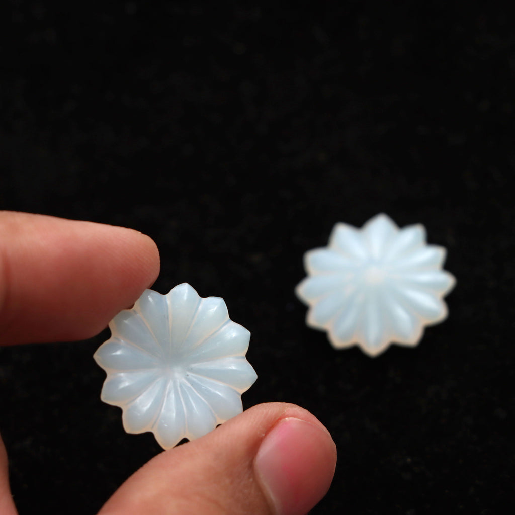 White Opal Flower Carving Loose Gemstone