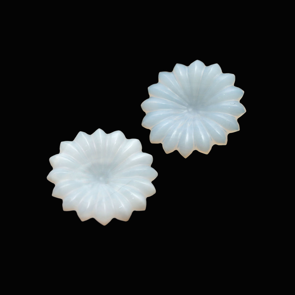 White Opal Flower Carving Loose Gemstone