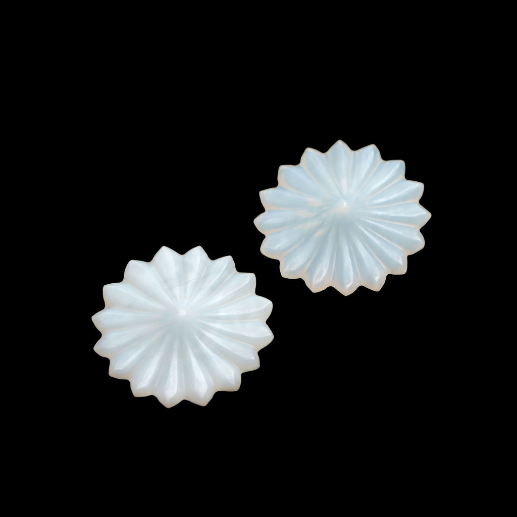 White Opal Flower Carving Loose Gemstone