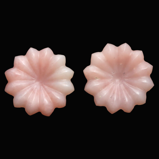 Pink Opal Flower Carving Loose Gemstone, 19.5x20 mm, Pink Opal Jewelry Making Gemstone, Pink Opal Flower, Pair ( 2 Pieces )