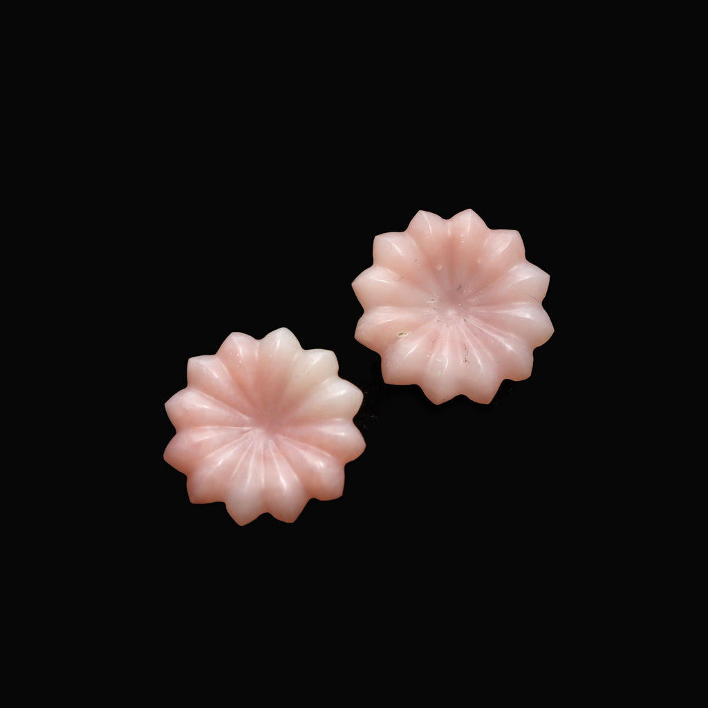 Pink Opal Flower Carving Loose Gemstone
