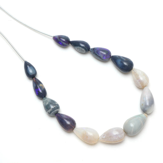 Australian Opal Smooth Drops, 7x11mm To 10.5x17mm, Australian Opal Jewelry Making Beads, Australian Opal Tear Drops 8 Inch Strand