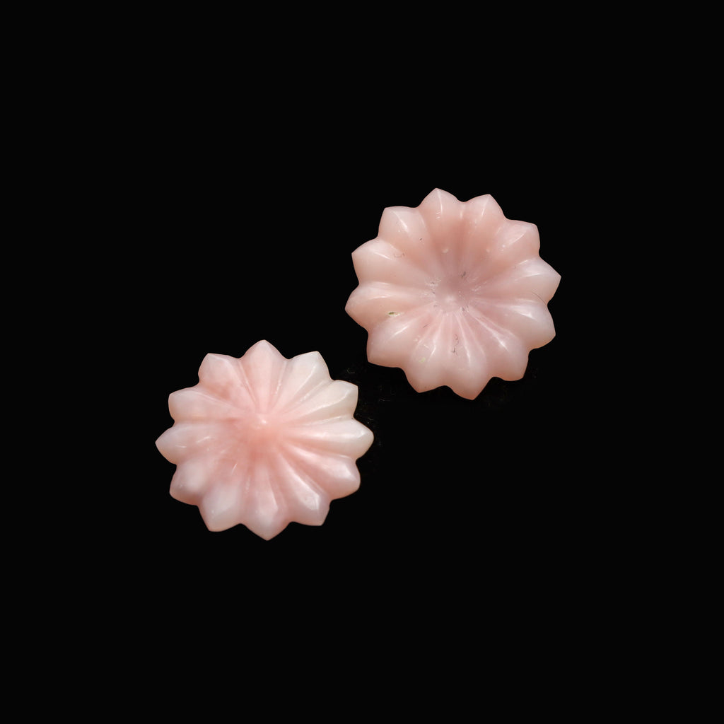 Pink Opal Flower Carving Loose Gemstone