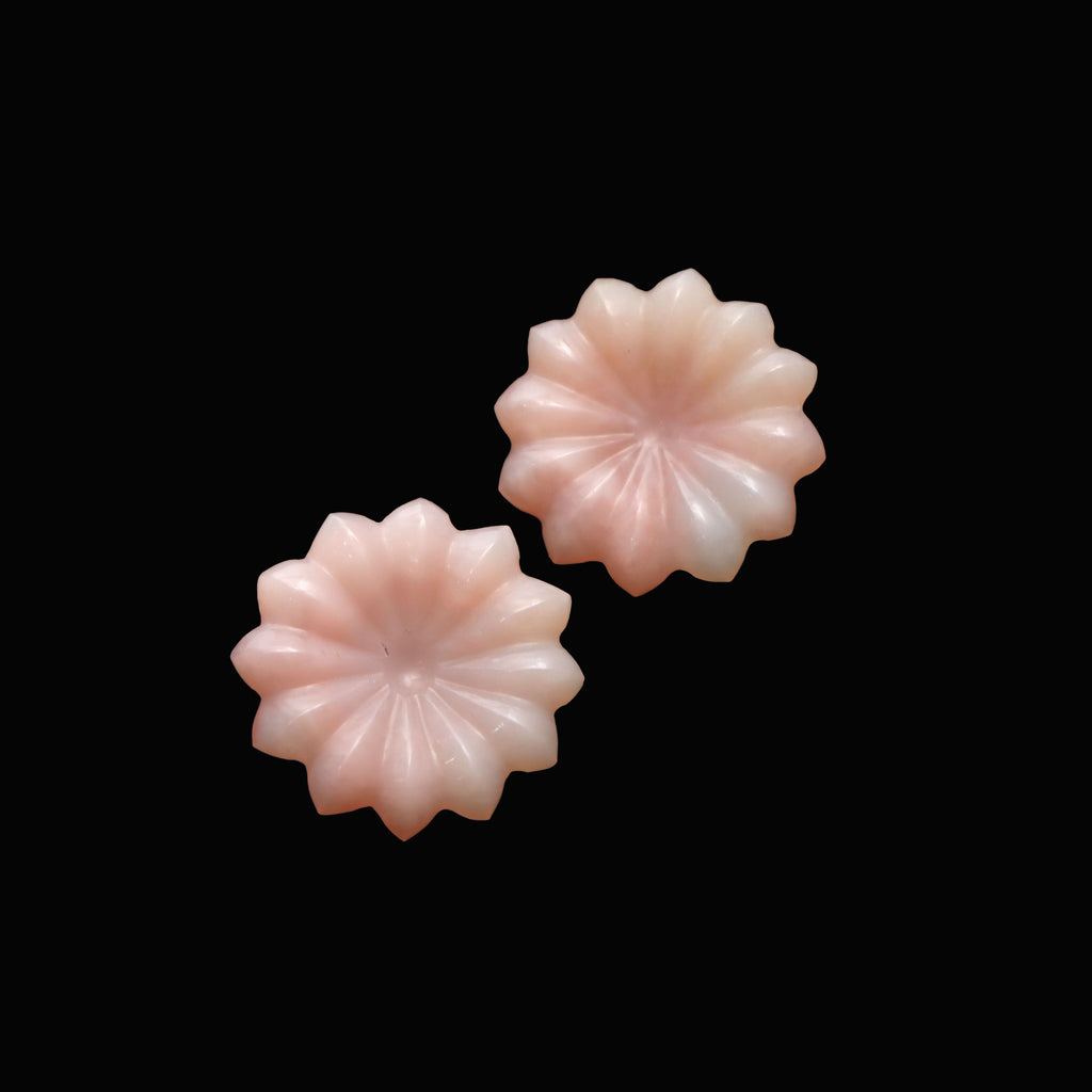 Pink Opal Flower Carving Loose Gemstone