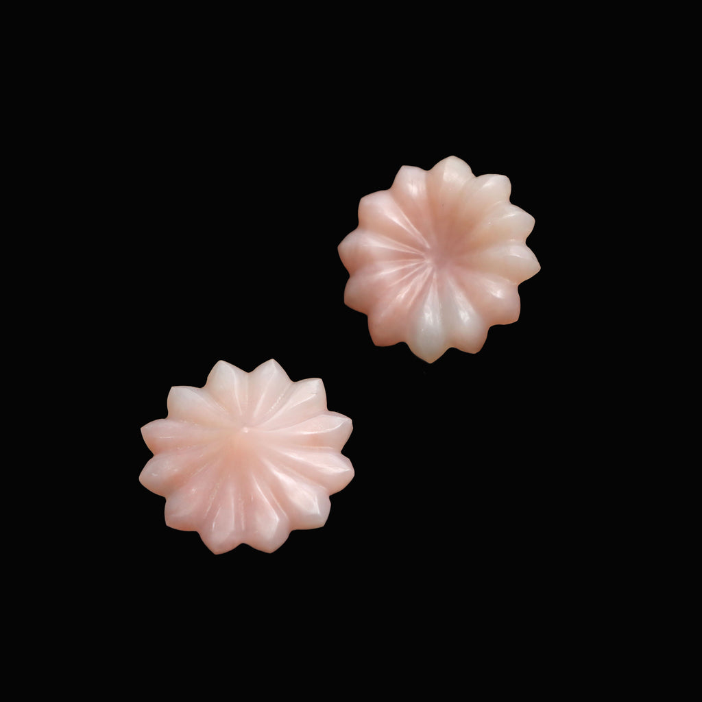 Pink Opal Flower Carving Loose Gemstone