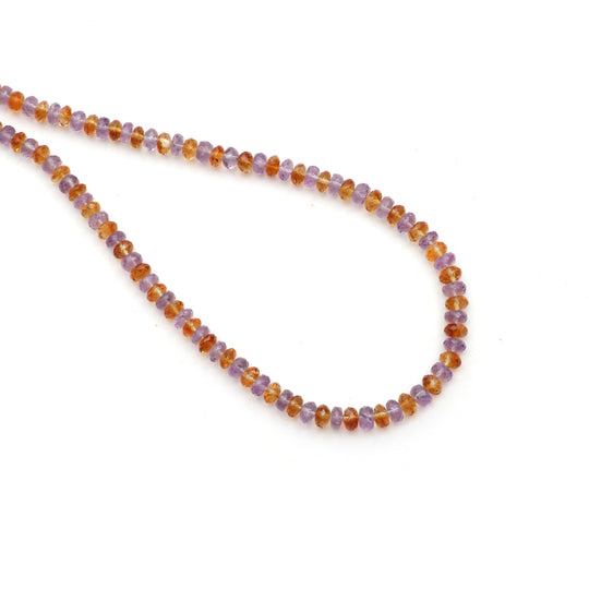 Amethyst+Citrine Faceted Rondelle Beads, 5mm To 5.5mm, Amethyst, Citrine Jewelry Making Gemstone, 16 Inches Strand, Price Per Strand