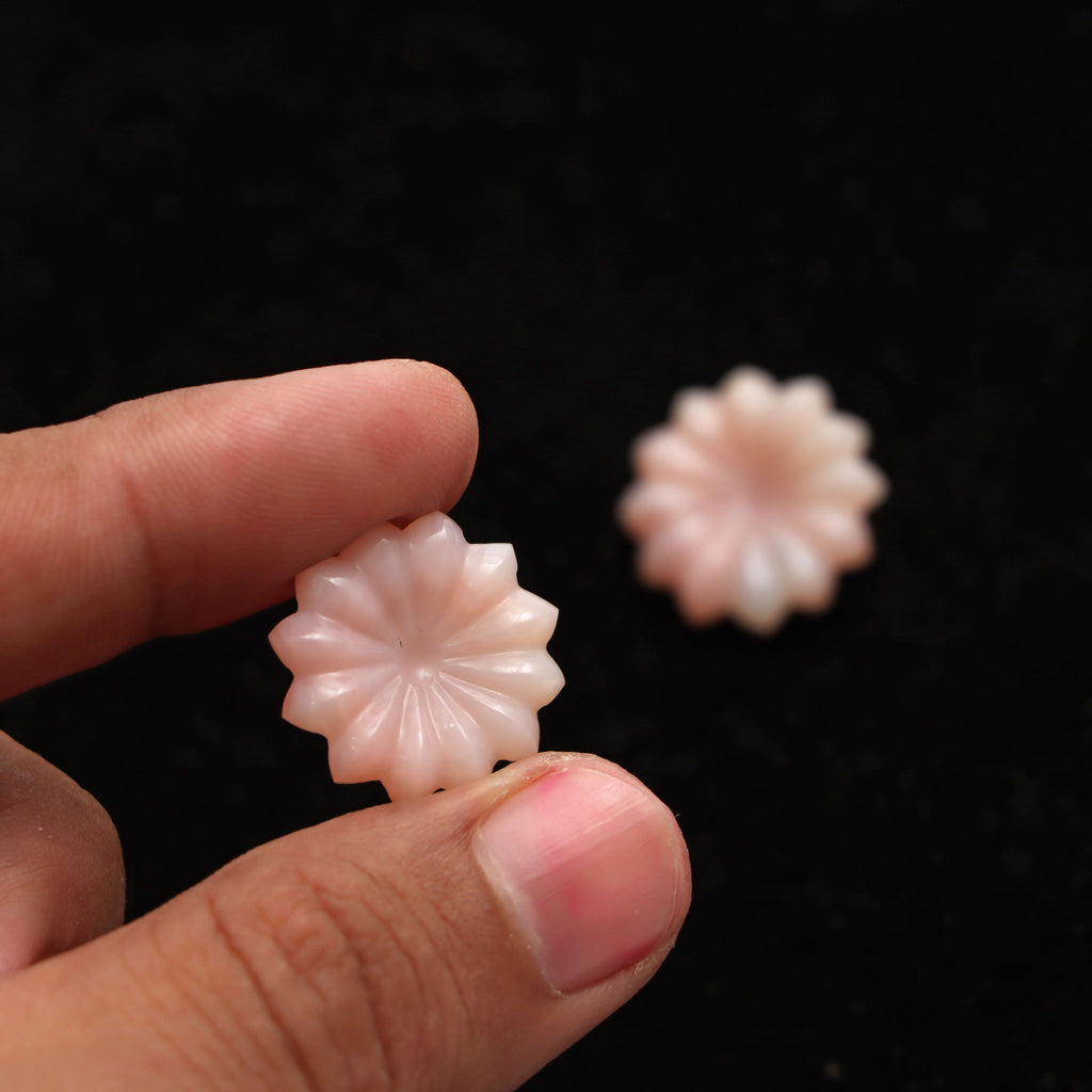 Pink Opal Flower Carving Loose Gemstone