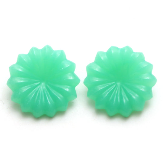Chrysoprase Flower Carving Loose Gemstone, 21.5x21.5 mm, Chrysoprase Jewelry Making Gemstone, Flower Carving, Pair ( 2 Pieces )