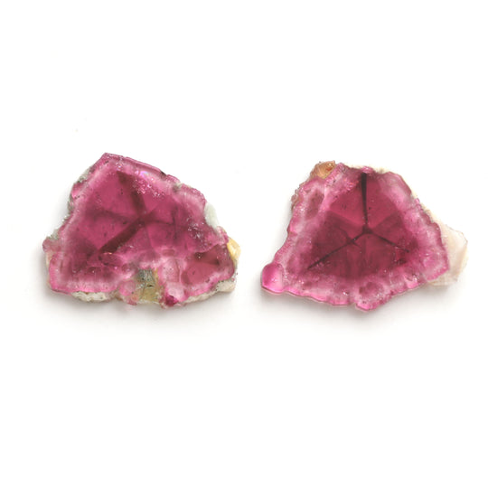 Natural Tourmaline Smooth Organic Slice Loose Gemstone, 35x45mm, Slice Gemstone, Pair ( 2 Pieces )