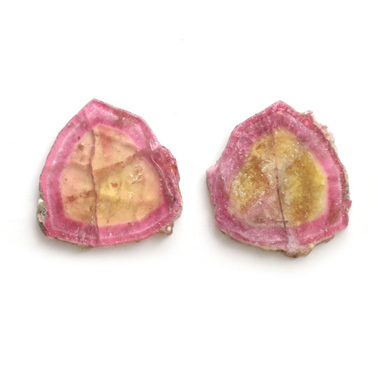 Natural Tourmaline Smooth Organic Slice Loose Gemstone, 37x37mm, Slice Gemstone, Pair ( 2 Pieces )