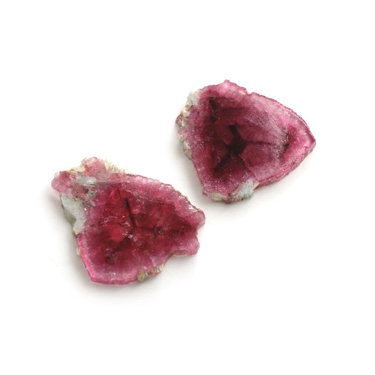 Natural Tourmaline Smooth Organic Slice Loose Gemstone, 41x50 mm, Slice Gemstone, Pair ( 2 Pieces )