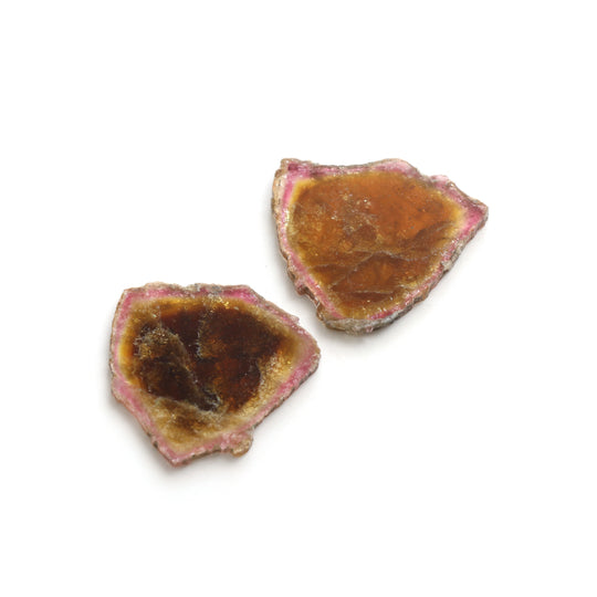 Natural Tourmaline Smooth Organic Slice Loose Gemstone, 45x47 mm, Slice Gemstone, Pair ( 2 Pieces )