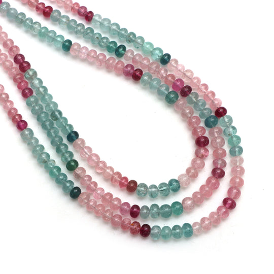 Multi Tourmaline Smooth Rondelle Beads, 3 mm to 5 mm, Tourmaline Jewelry Making Beads, 19 Inches Full Strand, Price Per Strand