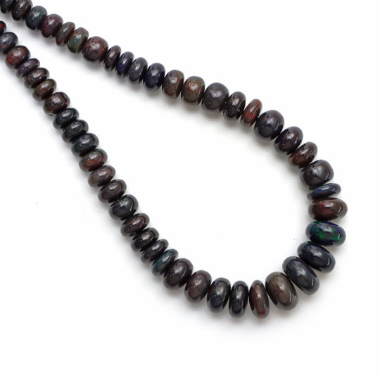 Black Ethiopian Opal Smooth Rondelle Beads, 6 mm To 13 mm, Ethiopian Opal Jewelry Making Beads, 20 Inches Full Strand, Price Per Strand
