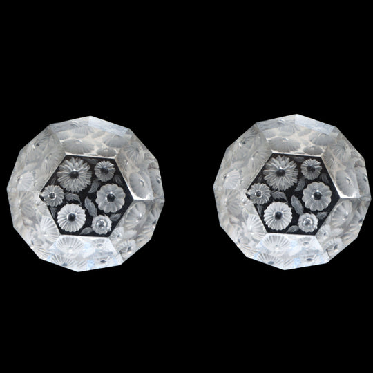 Crystal Intaglio Carving Loose Gemstone, 18x18.5 mm, Crystal Jewelry Making Gemstone, Round Intaglio Carving, Pair ( 2 Pieces )