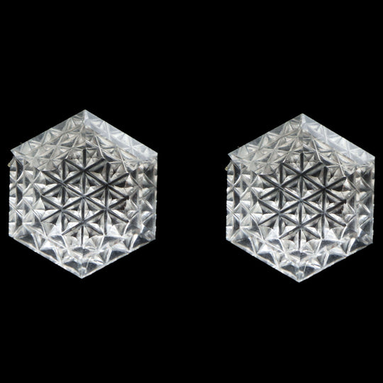 Crystal Intaglio Carving Loose Gemstone, 14x16 mm, Crystal Jewelry Making Gemstone, Hexagon Intaglio Carving, Pair ( 2 Pieces )