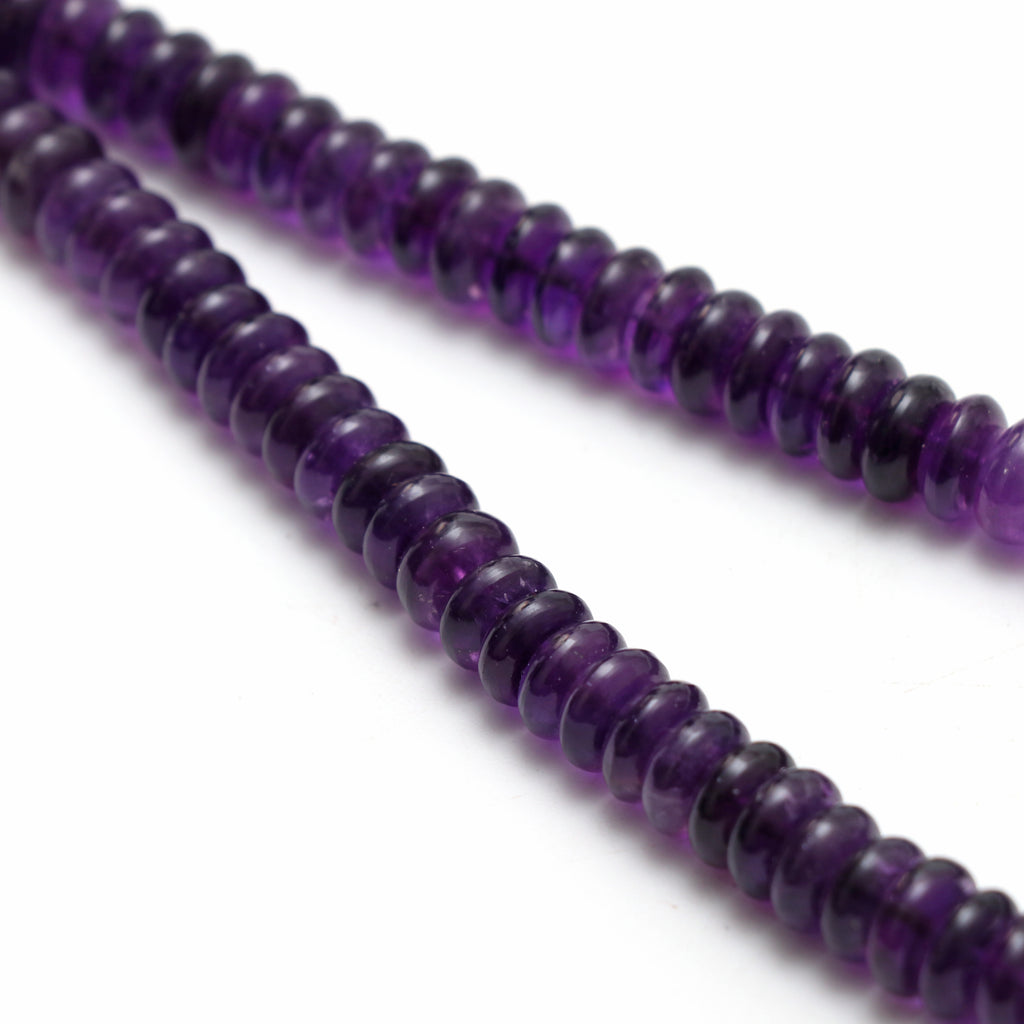 Amethyst Smooth Rondelle Beads, 9 mm, Amethyst Jewelry Handmade Gift For Women, 16 Inches Full Strand, Price Per Strand - National Facets, Gemstone Manufacturer, Natural Gemstones, Gemstone Beads, Gemstone Carvings