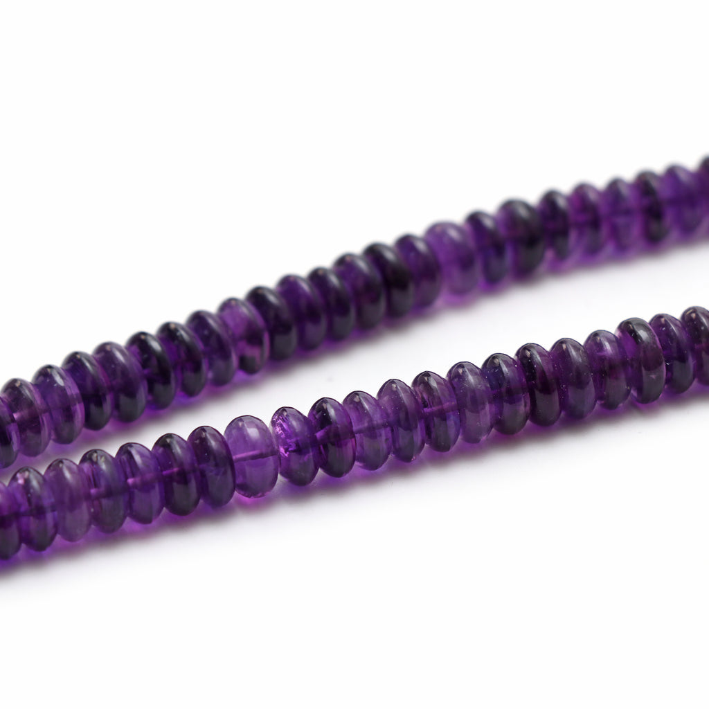 Amethyst Smooth Rondelle Beads, 9 mm, Amethyst Jewelry Handmade Gift For Women, 16 Inches Full Strand, Price Per Strand - National Facets, Gemstone Manufacturer, Natural Gemstones, Gemstone Beads, Gemstone Carvings